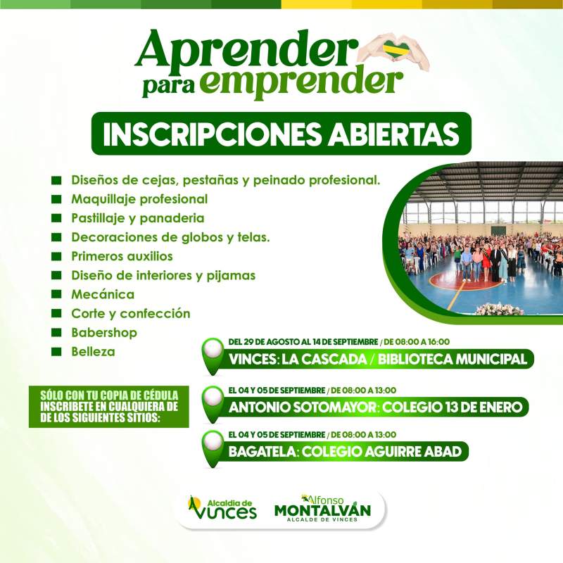 ¡Inscripciones para los cursos de «Aprender para Emprender»!
